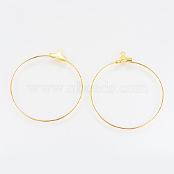 Steel & Brass Wire Pendants, Flat Round, Golden, 33~34x31~32x0.5mm, Hole: 1mm(X-KK-R056-05G)