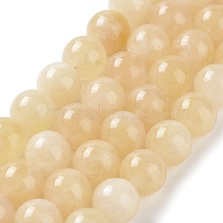Dyed Natural Malaysia Jade Beads Strands, Round, Gold, 10mm, Hole: 1.2mm, about 19pcs/strand, 7.09 inch(18cm)(G-G021-02C-11)