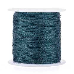 Polyester Braided Metallic Thread, for DIY Braided Bracelets Making and Embroidery, Teal, 0.4mm, 6-Ply, about 54.68 yards(50m)/roll(OCOR-I007-B-04)