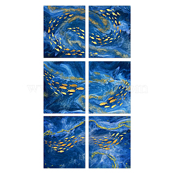 Chemical Fiber Oil Canvas Hanging Painting, Home Wall Decoration, Rectangle, Fish Pattern, 250x200mm, 6 style, 1pc/style, 6pcs/set(AJEW-WH0173-123)