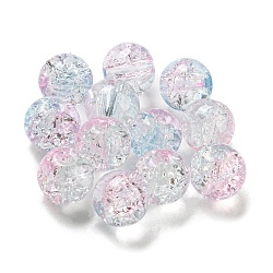 Transparent Spray Painting Crackle Glass Beads, Round, Pearl Pink, 8mm, Hole: 1.6mm, 300pcs/bag(GLAA-L046-01B-32)