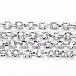 304 Stainless Steel Cable Chains, Soldered, with Spool, Oval, Stainless Steel Color, 2x1.5x0.4mm, about 65.61 Feet(20m)/roll(CHS-H009-04P)
