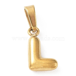 316L Surgical Stainless Steel Charms, Letter Charm, Golden, Letter L, 10x6x2.5mm, Hole: 2.5x4.5mm(STAS-G315-01G-L)