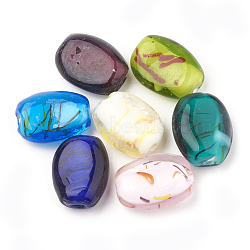Handmade Lampwork Beads, Oval, Mixed Color, 30.5x22~23x12~13mm, Hole: 2mm(X-LAMP-S188-06)
