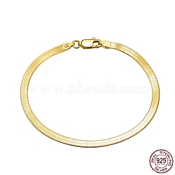 3mm 925 Sterling Silver Herringbone Chain Bracelets, with S925 Stamp, Golden, 7-1/2 inch(19cm)(BJEW-I314-006C-G)