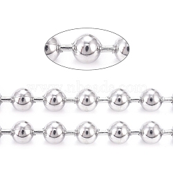 304 Stainless Steel Ball Chains, with Spool, Stainless Steel Color, 4mm, about 32.8 Feet(10m)/roll(CHS-F009-01E-P)