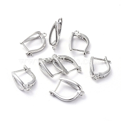 Brass Hoop Earring Findings with Latch Back Closure, with Horizontal Loop, Long-Lasting Plated, Teardrop, Real Platinum Plated, 16.5x10.5x5mm, Hole: 1.2mm, Pin: 0.8mm(KK-L180-113P)
