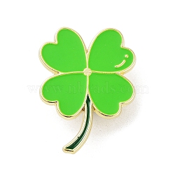 Golden Alloy Brooches, Enamel Pins, Clover, 29.5x22x1.5mm(JEWB-C032-03B-G)