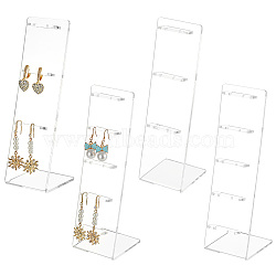 4Pcs 2 Styles Transparent Acrylic Earrings Display Stands, L-Shaped Jewelry Holder for Earring Showing, Clear, 19.5x6.3x0.95cm, Hole: 1.6mm, 2pcs/style(EDIS-DR0001-08)