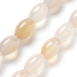 Natural White Agate Beads Strands, Rice, 12x8mm, Hole: 1.2mm, about 33pcs/strand, 15.94''(40.5cm)(G-B106-B07-01)