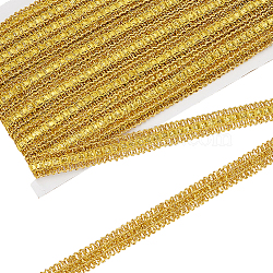 Polyester Braided Metallic Lace Trim, for Curtain, Clothes Decoration, Dark Goldenrod, 5/8 inch(15mm), about 20.00 Yards(18.29m)/Card(SRIB-WH0011-180C-01)