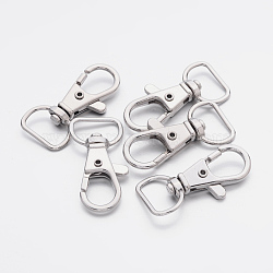 Iron Swivel Lobster Claw Clasps, Swivel Snap Hook, Platinum, 37x17mm, Hole: 7x15mm(X-E341-5)