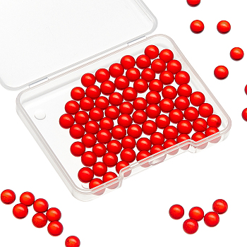 100Pcs Glass Bead, No Hole, Round, Red, 6mm