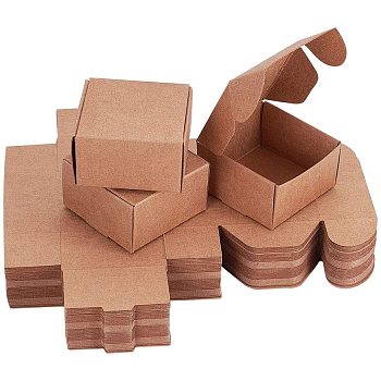 Kraft Paper Box, Square, BurlyWood, 6.2x6.2x3.5cm
