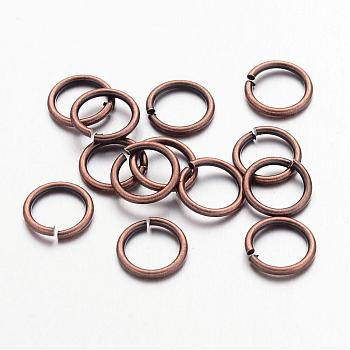 Red Copper Color Brass Jump Rings, Cadmium Free & Lead Free, Open Jump Rings, 18 Gauge, 8x1mm, Inner Diameter: 6mm, about 86pcs/10g