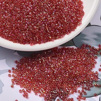 MIYUKI Delica Beads, Cylinder, Japanese Seed Beads, 11/0, (DB2374) Inside Dyed Scarlet, 1.3x1.6mm, Hole: 0.8mm, about 10000pcs/bag, 50g/bag