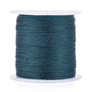 Polyester Braided Metallic Thread, for DIY Braided Bracelets Making and Embroidery, Teal, 0.4mm, 6-Ply, about 54.68 yards(50m)/roll