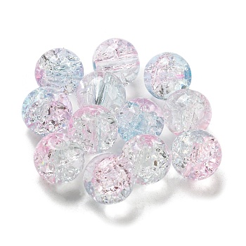 Transparent Spray Painting Crackle Glass Beads, Round, Pearl Pink, 8mm, Hole: 1.6mm, 300pcs/bag