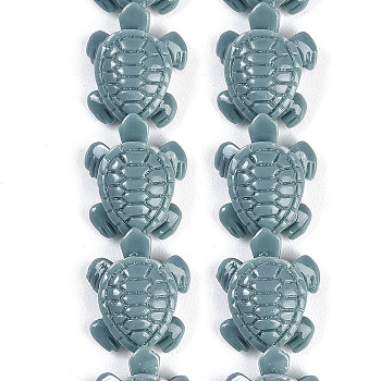 Synthetic Coral Carved Beads Strands, Dyed, Tortoise, Gray, 18.5x16x7.5mm, Hole: 1.2mm, about 20pcs/strand, 13.78''(35cm)