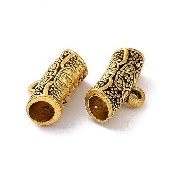 Tibetan Style Alloy Tube Bails, Loop Bails, Curved Tube with Butterfly, Antique Golden, 15x8.5x5.5mm, Hole: 1.5mm, Inner Diameter: 3.2mm, 1098pcs/1000g