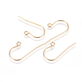 304 Stainless Steel Earring Hooks, Ear Wire, with Horizontal Loop, Golden, 27.5x16.5x0.8mm, Hole: 1.8mm, Pin: 0.7mm