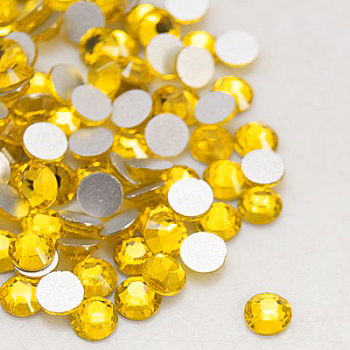 Glass Flat Back Rhinestone, Grade A, Back Plated, Faceted, Half Round, Lt.Col.Topaz, 3.8~4mm, about 1440pcs/bag