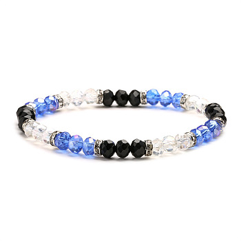 Fashionable Faceted Rondelle Glass Beads Stretch Bracelets for Women Girls Gift