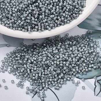 MIYUKI Delica Beads, Cylinder, Japanese Seed Beads, 11/0, (DB1793) White Lined Gray AB, 1.3x1.6mm, Hole: 0.8mm, about 10000pcs/bag, 50g/bag