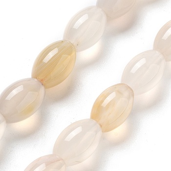 Natural White Agate Beads Strands, Rice, 12x8mm, Hole: 1.2mm, about 33pcs/strand, 15.94''(40.5cm)