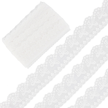 Cotton Hollow Embroidered Lace Trim, Bowknot Pattern, White, 1-5/8 inch(40mm)