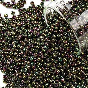 TOHO Round Seed Beads, Japanese Seed Beads, (509) High Metallic Purple/Green Iris, 11/0, 2.2mm, Hole: 0.8mm, about 5555pcs/50g