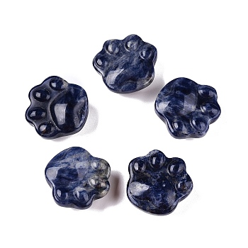 Natural Sodalite Cat Paw Print Figurines, for Home Office Desktop Decoration, 27.5~28x29.5~30x13~14mm