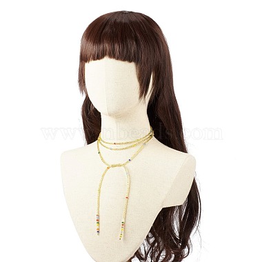 Glass Seed Beaded Rope Knot Multi Layered Necklace for Women(NJEW-JN03907)-3