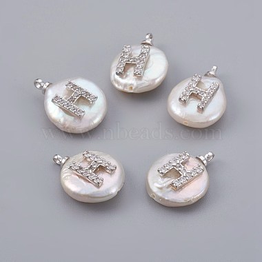 Real Platinum Plated Clear Alphabet Pearl Pendants