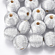 Perles de bois recouvertes de fil de cordon polyester(WOVE-S117-18mm-06)-2