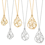 6Pcs 2 Color Brass Macrame Pouch Braided Gemstone Holder Pendant Necklace Making, with Moon & Star 304 Stainless Steel Charms, Platinum & Golden, 17.52 inch(44.5cm), 3Pcs/color(NJEW-AB00024)
