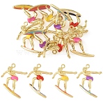 8Pcs 4 Colors Alloy Enamel Pendants, Rack Plating, Surfer Boy Charms, Cadmium Free & Nickel Free & Lead Free, Golden, Mixed Color, 23.5x26x6mm, Hole: 1.8mm, 2pcs/color(FIND-YW0013-04)