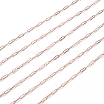 Brass Paperclip Chains, Drawn Elongated Cable Chains, Soldered, Cadmium Free & Nickel Free & Lead Free, with Spool, Long-Lasting Plated, Rose Gold, 7.5x3x0.5mm, about 32.81 Feet(10m)/roll(CHC-T008-07RG)