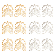 DICOSMETIC 12Pcs 2 Colors 201 Stainless Steel Pendants, Cicada with Moon Phase, Real Gold Plated & Stainless Steel Color, 37x34x1mm, Hole: 1.6mm, 6pcs/color(STAS-DC0012-21)