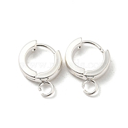 201 Stainless Steel Huggie Hoop Earrings Findings, with Vertical Loop, with 316 Surgical Stainless Steel Earring Pins, Ring, Silver, 11x3mm, Hole: 2.7mm, Pin: 1mm(STAS-A167-01L-S)