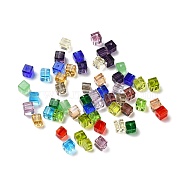 Glass Imitation Austrian Crystal Beads, Faceted, Suqare, Mixed Color, 4x4x4mm, Hole: 0.9mm(GLAA-H024-16A)