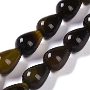 Natural Green Agate(Dyed & Heated) Beads Strands, Teardrop, 20~21x14~14.5mm, Hole: 1.6mm, about 19pcs/strand, 15.28''(38.8cm)(G-P521-D01-01A)