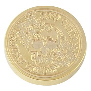 Halloween Wax Seal Brass Stamp Heads, for Wax Seal Stamp, Golden, Sugar Skull, 25.5x14mm, Hole: 7.5mm(AJEW-I068-A04)