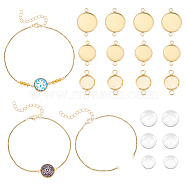 DIY Blank Dome Bracelet Making Kit, Including Stainless Steel Cable Chain Slider Bracelet & Cabochon Connector Settings, Glass Cabochons, Golden, 42Pcs/box(DIY-UN0003-95)