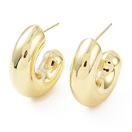 Rack Plating Brass Arch Stud Earrings, Cadmium Free & Lead Free, Real 18K Gold Plated, 27.5x8.5mm(EJEW-B027-07G-02)