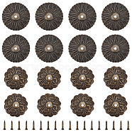 CHGCRAFT Zinc Alloy Nails, Sofa Foam Nails, for Furniture Decoration, with Screws, Cadmium Free & Lead Free, Flower, Antique Bronze, 100sets/box(FIND-CA0001-58AB)