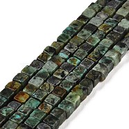 Natural African Turquoise(Jasper) Beads Strands, Cube, 4~4.5x4~4.5x4~4.5mm, Hole: 0.8mm, about 90pcs/strand, 15.20~15.35 inch(38.6~39cm)(G-G002-A03)