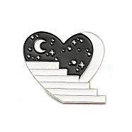 Moon and Star Enamel Pin, Platinum Alloy Badge for Backpack Clothes, Heart Pattern, 26x31x2mm(JEWB-G018-06C-P)