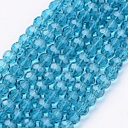 Glass Beads Strands, Faceted(32 Facets), Round, Steel Blue, 4mm, Hole: 1mm, about 98pcs/strand, 13.7 inch(EGLA-J042-4mm-14)