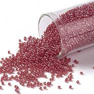 TOHO Round Seed Beads, Japanese Seed Beads, (109B) Siam Ruby Transparent Luster, 15/0, 1.5mm, Hole: 0.7mm, about 3000pcs/bottle, 10g/bottle(SEED-JPTR15-0109B)